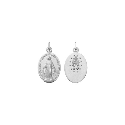 Pendentif Vierge miraculeuse en argent rhodié