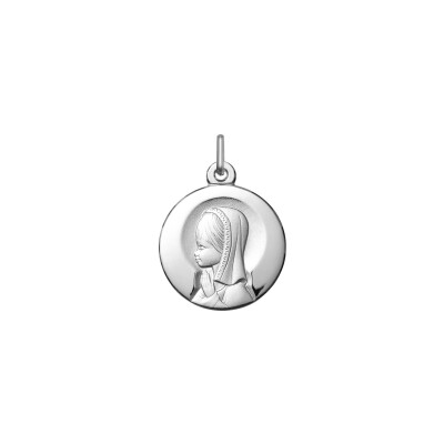 Médaille Vierge jeune en argent rhodié