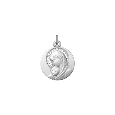 Médaille Vierge à l'enfant en argent rhodié