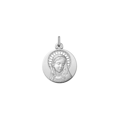 Médaille Vierge en argent rhodié