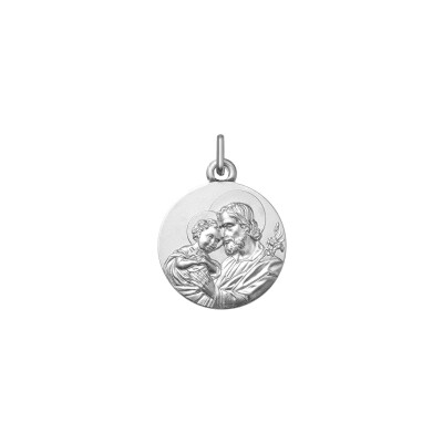 Médaille Saint-Joseph en argent rhodié