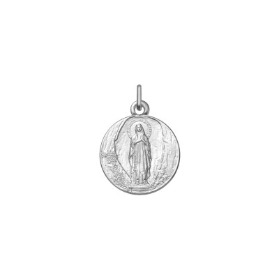 Médaille Vierge Lourdes en argent rhodié