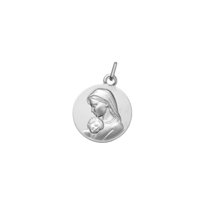 Médaille Vierge à l'enfant en argent rhodié