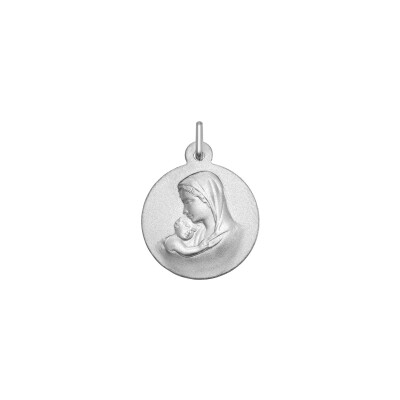 Médaille Vierge à l'enfant en argent rhodié