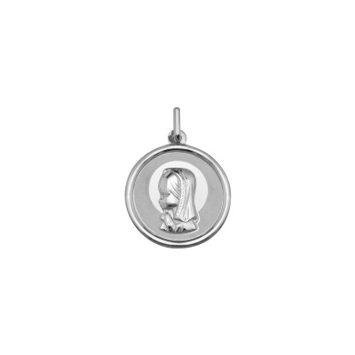 Médaille Vierge jeune en argent rhodié