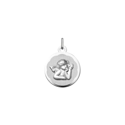 Médaille Ange en argent rhodié