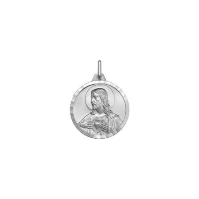 Médaille Vierge en argent rhodié