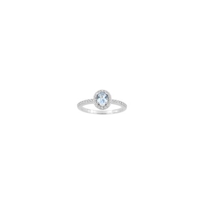 Bague en argent rhodié et oxyde de zirconium