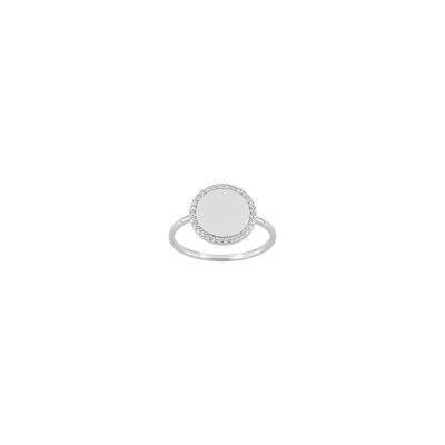 Bague en argent rhodié et oxyde de zirconium