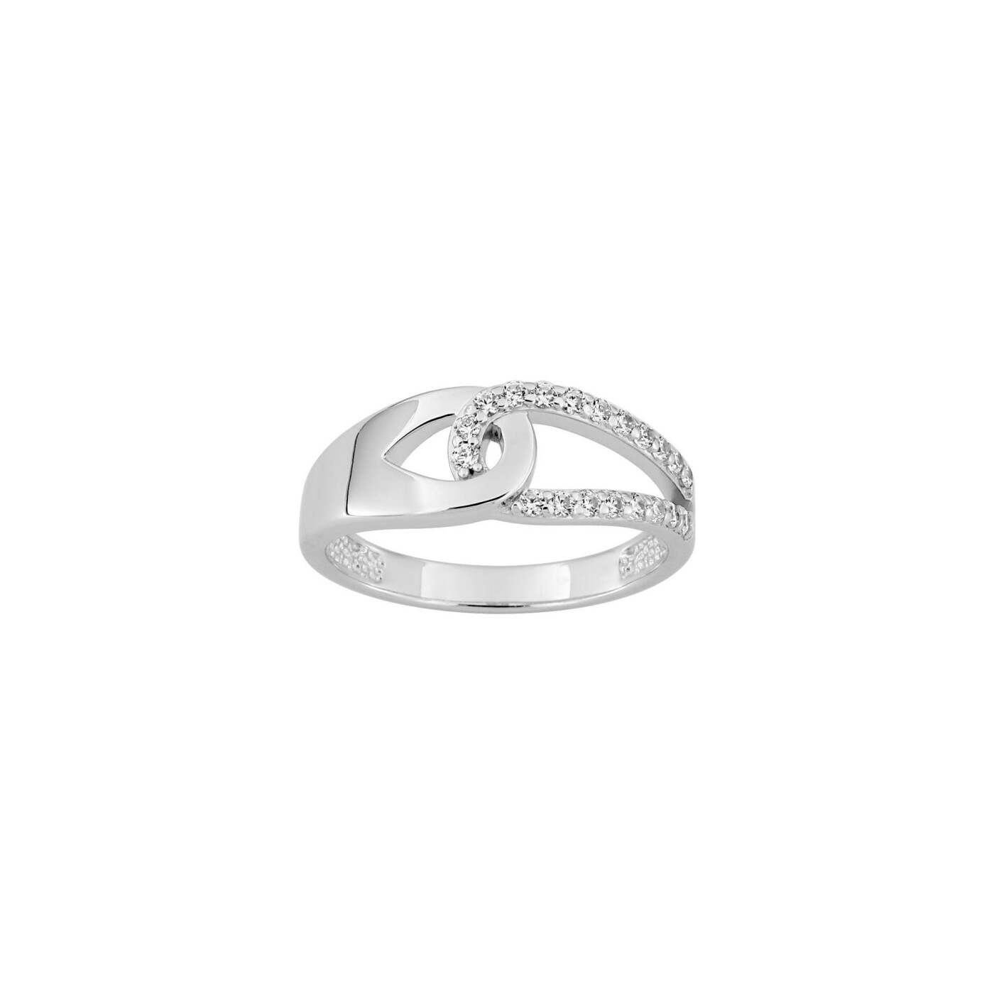 Bague en argent rhodié et oxydes de zirconium