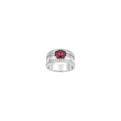 Bague en argent rhodié et oxyde de zirconium