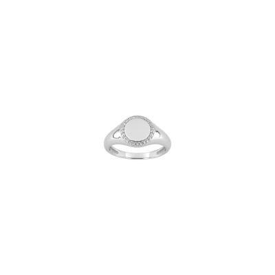 Bague en argent rhodié et oxyde de zirconium