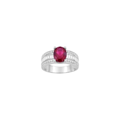 Bague en argent rhodié et oxyde de zirconium