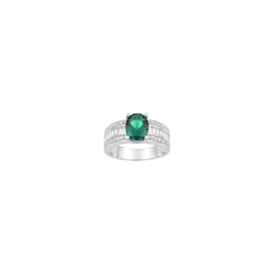 Bague en argent rhodié et oxyde de zirconium