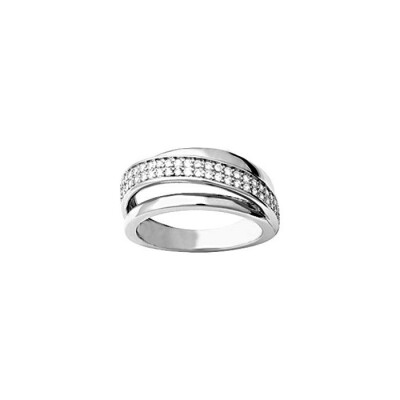 Bague en argent rhodié et oxyde de zirconium