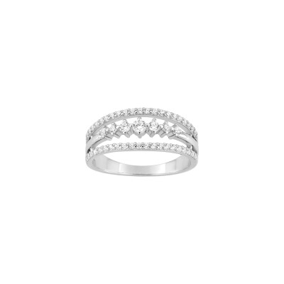 Bague en argent rhodié et oxydes de zirconium