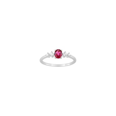 Bague en argent rhodié et oxyde de zirconium