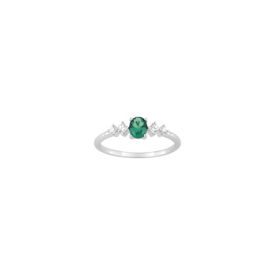 Bague en argent rhodié et oxyde de zirconium