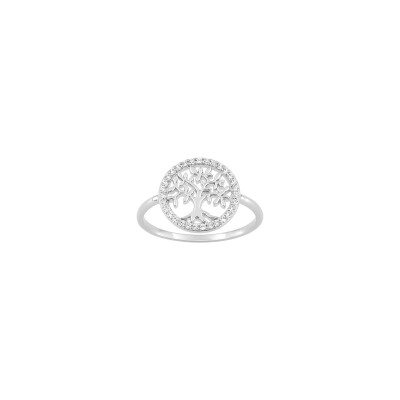 Bague en argent rhodié et oxyde de zirconium