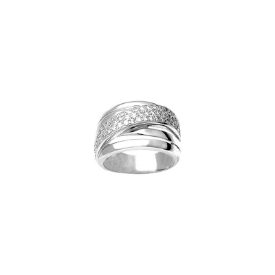 Bague en argent rhodié et oxyde de zirconium