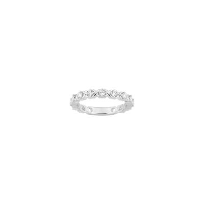 Bague en argent rhodié et oxyde de zirconium