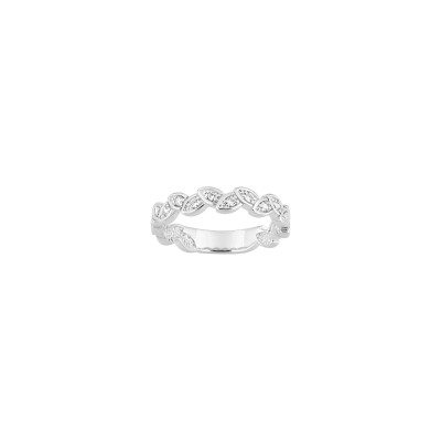 Bague en argent rhodié et oxyde de zirconium