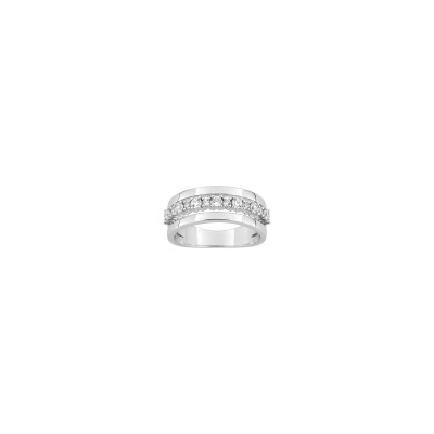Bague en argent rhodié et oxyde de zirconium