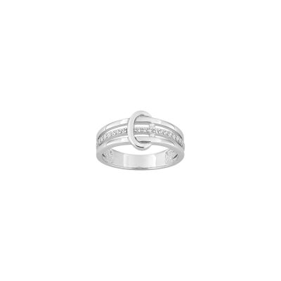 Bague en argent rhodié et oxyde de zirconium