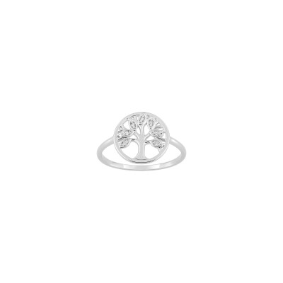 Bague en argent rhodié et oxyde de zirconium