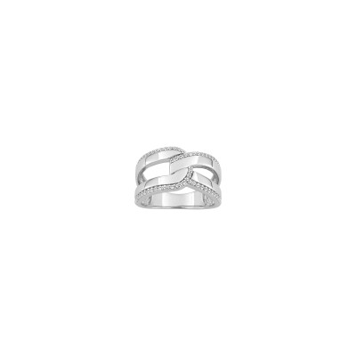 Bague en argent rhodié et oxyde de zirconium