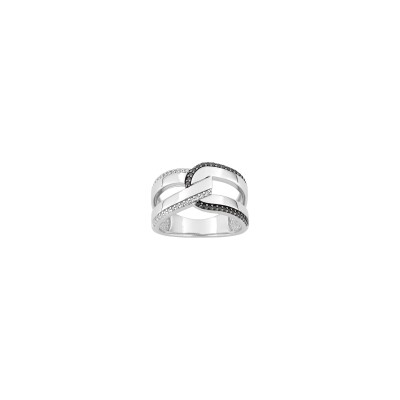 Bague en argent rhodié et oxyde de zirconium