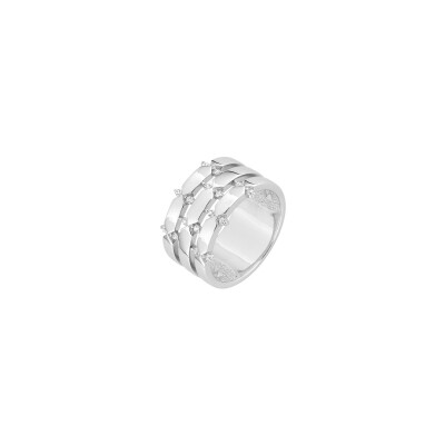 Bague en argent rhodié et oxyde de zirconium