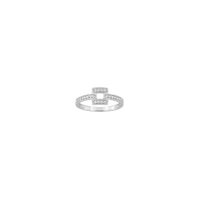 Bague en argent rhodié et oxyde de zirconium