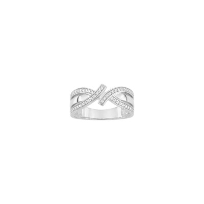 Bague en argent rhodié et oxyde de zirconium