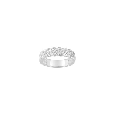 Bague en argent rhodié et oxyde de zirconium