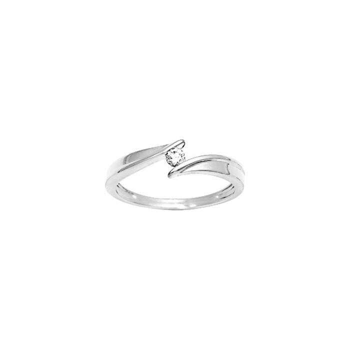 Bague en argent rhodié et oxyde de zirconium