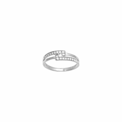 Bague en argent rhodié et oxydes de zirconium