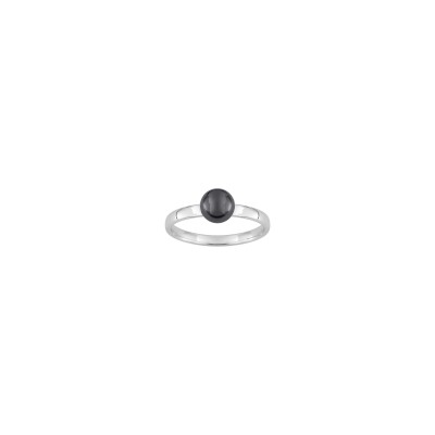 Bague en argent rhodié et hématite
