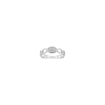 Bague en argent rhodié et oxyde de zirconium
