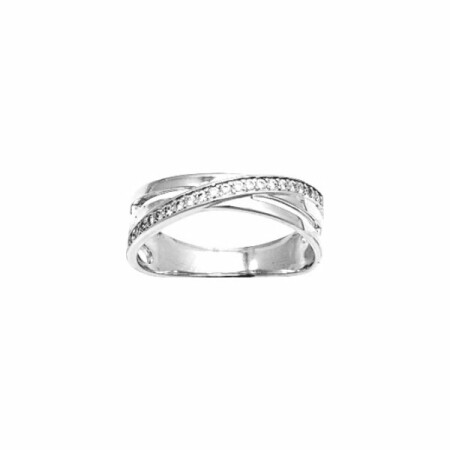 Bague en argent rhodié et oxyde de zirconium