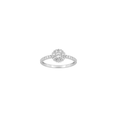 Bague en argent rhodié et oxyde de zirconium