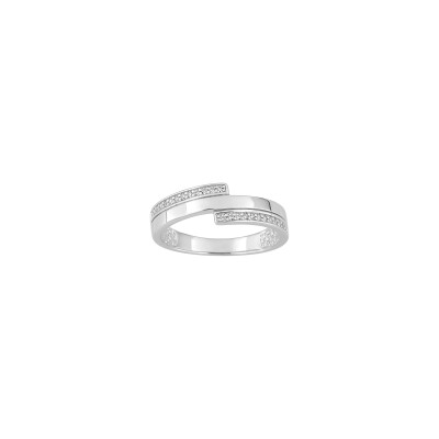 Bague en argent rhodié et oxyde de zirconium