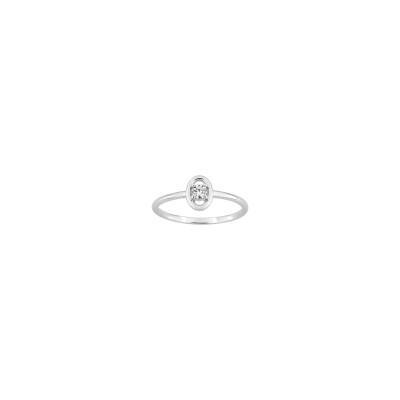 Bague en argent rhodié et oxyde de zirconium