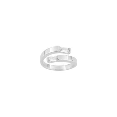 Bague en argent rhodié et oxyde de zirconium