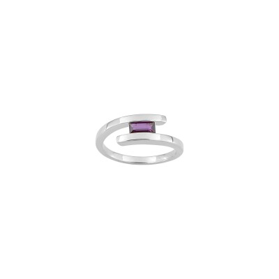 Bague en argent rhodié et oxyde de zirconium