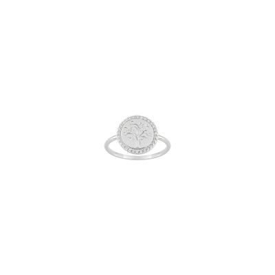 Bague en argent rhodié et oxyde de zirconium