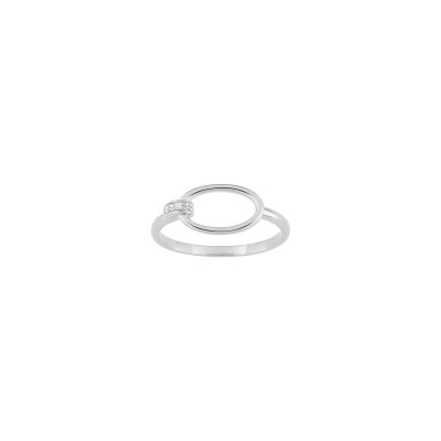 Bague en argent rhodié et oxyde de zirconium