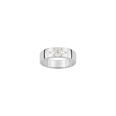 Bague en argent rhodié et oxyde de zirconium