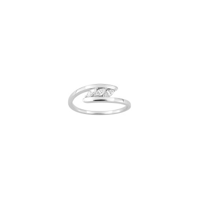 Bague en argent rhodié et oxyde de zirconium