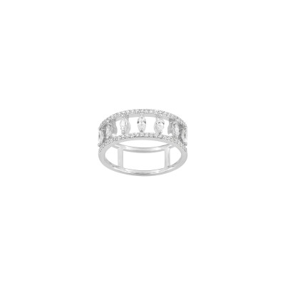 Bague en argent rhodié et oxyde de zirconium
